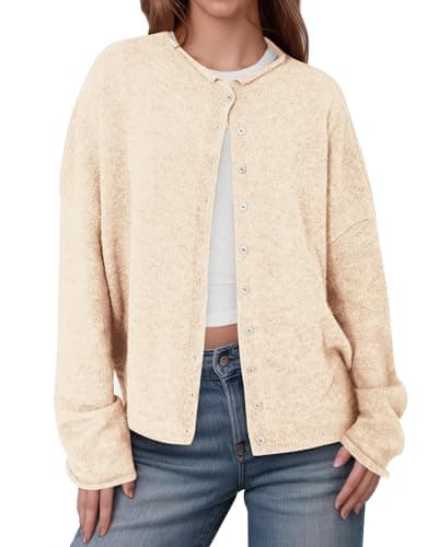 IPMQ Womens Lightweight Open Front Cardigan Sweaters Casual Long Sleeve Sweater Tops Soft Knit Outfits Fall Winter 2025 Apricot - Image 1