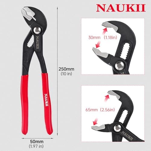 NAUKII 10inch Groove Joint Pliers ‌High Quality‌ Water Pump Plier for Home Repair‌ Comfortable Grip Tongue and Groove Pliers Motorbike Repair Adjustable Pliers - Thumbnail 4