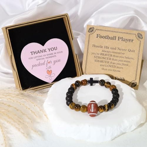 BAYLAY Football Gifts for Boys 8-12, Football Bracelet Easter Basket Stuffers Accessories Stuff for Boys Men Cross Bracelet Footballs Homecoming Senior Night Gifts for Son Grandson Brother - Thumbnail 5