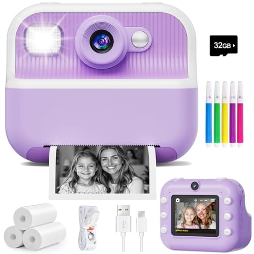Instant Camera, Front Rear Dual Selfie Kids Camera with 1080P Videos, Holiday Birthday Gifts for Kids Age 3-12, Toddler Portable Travel Print Digital Camera Toy for 4 5 6 7 8 9 Year Boys Girls - Image 1