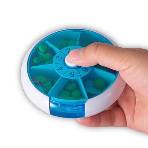 Weekly Medicine Pill Organizer - 7 Day Round Pill Box with Rotary Design, Daily Compartment for Vitamins & Medication, Compact Pill Case for Purse,Portable Travel Essentials for Pills & Supplements - Thumbnail 4