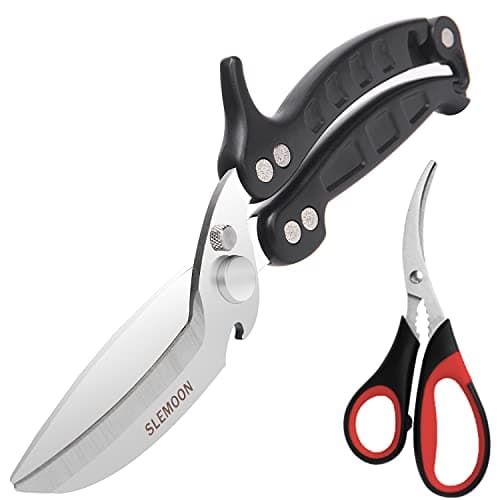SLEMOON Heavy Duty Poultry Shears Kitchen Salad Scissors for Chicken Turkey Herb Vegetable 2pcs set Black - Image 1