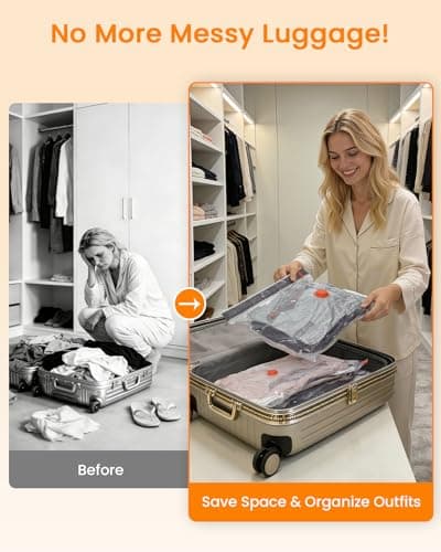 Vacuum Seal Bags for Clothing Travel with Rechargeable Cordless Pump, 15 Pack Compression Space Saver Bags for Packing, Luggage and Seasonal Storage - Thumbnail 6