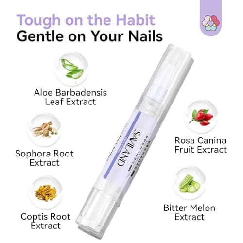 SAVILAND Nail Biting Prevention for Adults Pen - Extra Bitter Nail Biting Treatment Natural Stop Biting Nails Adults Quick Dry No Bite Thumb Sucking Deterrent Nail Polish Repair for Damaged Nail 5ml - Thumbnail 2