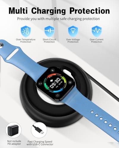 Jasput for Apple Watch Magnetic Charging Dock, Retractable USB C Cable, Fast Charging Smart Magnetic Apple Watch Charger, for iWatch Ultra Series 10/Se/9/8/7/6/5/4/3/2/1 - Thumbnail 3