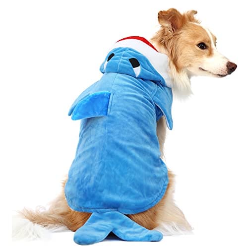NACOCO Pet Shark Costume Clothes, Cute Christmas Dog Apparel Outfit for Large Dogs, Fall and Winter (Blue, 5XL)