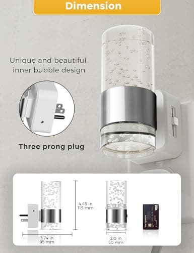 L LOHAS LED Night Light,Dimmable Night Lights Plug into Wall, 2 Pack Acrylic Nightlights with 0-100 LM Adjustable Brightness, 3000K Plug in Night Light with Dusk to Dawn Sensor, for Bathroom Hallway - Thumbnail 5