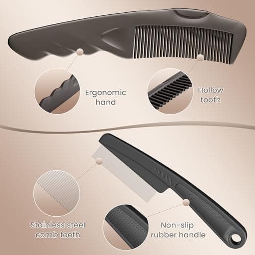 2PC Dandruff Comb Fine Tooth Scalp Detox Comb Lice Stainless Steel Scalp Detoxing Hair Brush Tool Hair Care for Women, Men & Kids (Brown) - Thumbnail 5