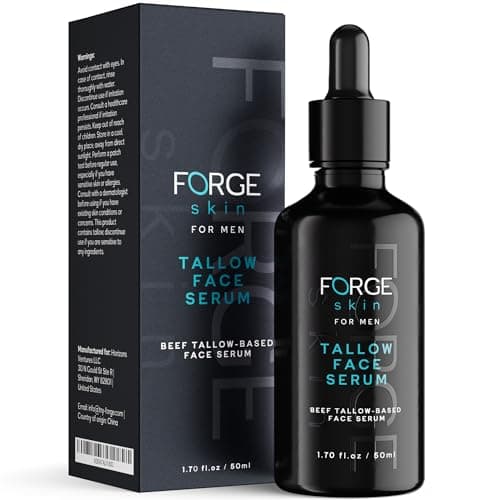FORGE SKIN® Night Beef Tallow Serum for Men [TALLOW-BASED] - Facial Essence for Face Wrinkles with Essential Oils - Natural Green Tea Skincare for Radiance and Skin Hydration (1.7 OZ) - Image 1