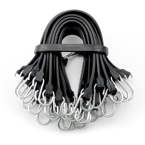 XSTRAP STANDARD 20 Pack 15'' Adjustable Rubber Tarp Straps, EPDM Bungee Cords with Hooks, Ideal for Securing Tarps, Canvases, Flatbed Trailers - Image 1