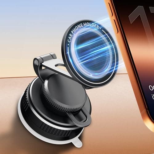 Upgraded Vacuum Magnetic Phone Holder for Car, Nano Gel Suction Cup Phone Mount for MagSafe, 108LBS Strong Suction & 3000GF Magnet, Adjustable Zinc Alloy Arm Car Mount for iPhone 17/16/15Pro Max - Image 1