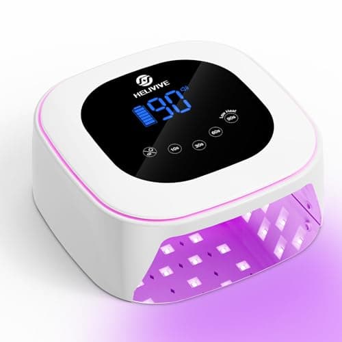 HELIVIVE Cordless UV LED Nail Lamp, 80W Rechargeable Nail Dryer with 4 Timers, Atmosphere Light & Mirror Base, UV Light for All Gel Nails, Ideal for Training,Nail Art Practice,Home & Salon Use (White) - Image 1