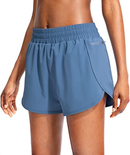 Soothfeel Womens Running Shorts with Zipper Pockets High Waisted Athletic Gym Workout Shorts for Women with Liner - Image 1