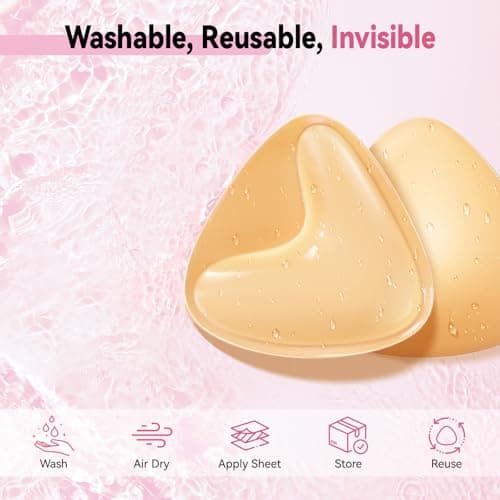 Mearter Ultra Push up Sticky Bra Pads Inserts | Double Sided Adhesive Bra Inserts | Stick on Bra for Sports Bra Swimsuit (Medium, Beige) - Thumbnail 4