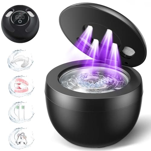 Dental Ultrasonic Retainer Cleaner Machine - 45kHz Dental Cleaning Pod with 4 Modes, Digital Timer & 200ML Capacity for Denture, Mouth Guard, Aligner, Night Guard, Braces, Toothbrush Head & Jewelry - Image 1