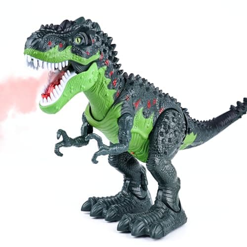 AHCo. Big Walking T-Rex Dinosaur Toy Plus for Kids – Realistic Tyrannosaurus Toys with 3D Eyes, Mist Spray, Lights and Roar Sound – Gift for Toddlers Ages 3+ Years
