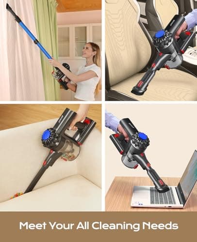 SVHT Cordless Vacuum Cleaner, 450W 40KPA Vacuum Cleaners for Home, 45Mins Lightweight Stick Vacuum with Advanced Green Light Tech, Rechargeable Battery Vacuum for Carpet,Pet Hair,Hardwood Floor - Thumbnail 5