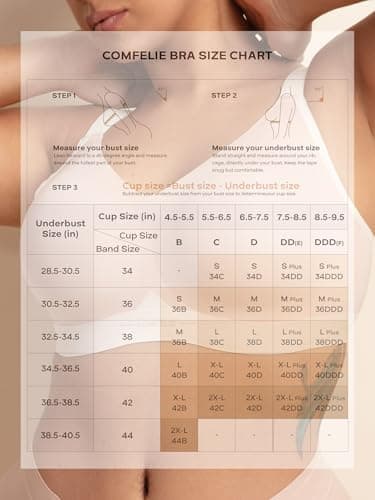 COMFELIE Seamless Wireless Bra for Women Large Busty No Underwire Bralette, Soft Lift Underarm and Back-Smoothing with Semi-Fixed Pads - Thumbnail 6