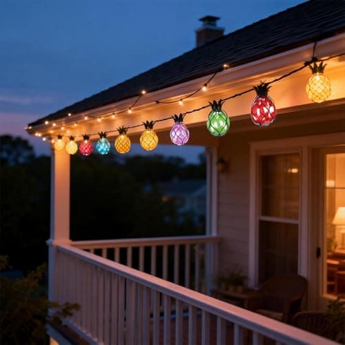 Vigdur Pineapple String Lights - Outdoor Patio Lights Plug in with 10 Pineapple Bulbs Connectable, Indoor String Light for Bedroom Bistro Tiki Decor(10FT - Thumbnail 4