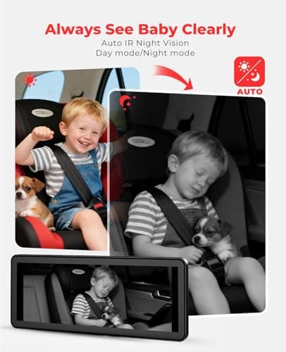 LUCKVIEW BM5PRO Double Car Camera for 2 Baby，7.2" 1080P Split Screen with IR Night Vision, Real-Time Monitoring Baby Car Camera,Easy Install, Family Travel Companion for Kids & Pets - Thumbnail 5