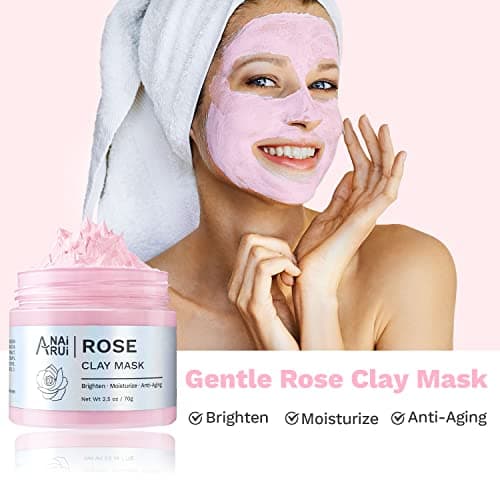 ANAI RUI 3 Pack Clay Mask Set Turmeric Vitamin C Clay Mask -Rose Facial Mask -Avocado Green Tea Mud Mask Smoothing, Hydration & Glow,Spa Gift Set, Self Care for Women Teens 2.5 oz Each - Thumbnail 4