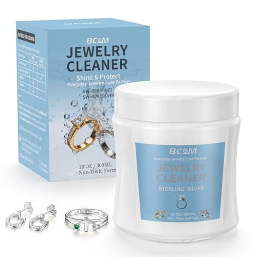 BCOM Jewelry Cleaner, Ring Cleaner Gentle Solution Restores Shine & Brilliance for Silver, Platinum, Diamonds, Gemstones, Safe for Rings, Necklaces, Bracelets Earrings, Quick Easy At Home Use(10oz) - Image 1