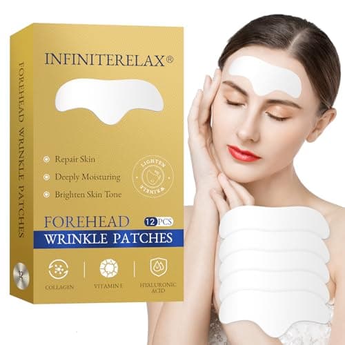 InfiniteRelax 12Pcs Forehead Wrinkle Patches for Women, Hydrolyzed | Collagen | Vitamin E | Aloe Vera to Reduce Wrinkles Forehead Wrinkles Treatment Overnight (Milky white) - Image 1