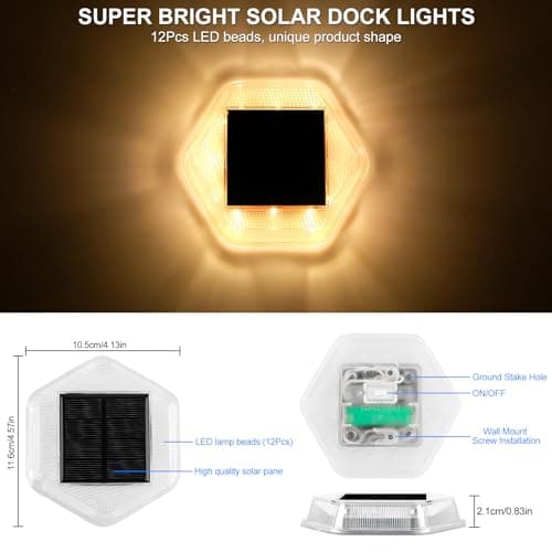 CREPOW Solar Deck Lights Dock Step Lights- 4 Packs Waterproof 1200mAh Auto ON/Off LED Solor Powered Stair Lighting for Outdoor Garden, Patio, Pathway, Walkway, Driveway (Warm White) - Thumbnail 4