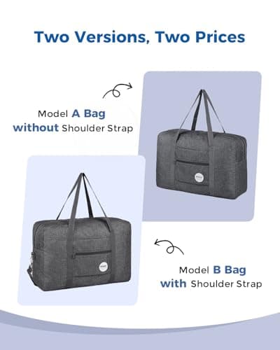 For Spirit Airlines Personal Item Bag 18x14x8 Travel Duffel Bag Underseat Foldable Carry-on Luggage for Women (B- Denim Grey) - Thumbnail 4