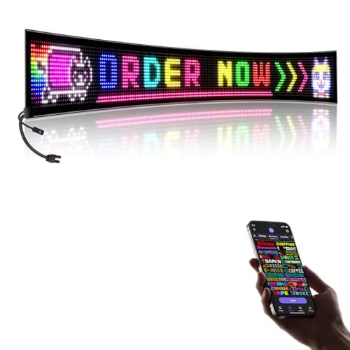 Large Programmable LED Sign, P10 Resolution Indoor Windows LED Signs, Bluetooth APP, for Business Bars Gaming Rooms Restaurants Festivals Cars (77"x 8") - Image 1