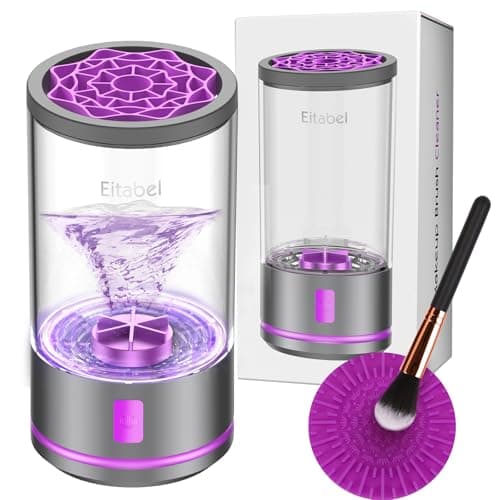 EITABEL Makeup Brush Cleaner machine, 2 in 1 Makeup Brush Cleanser & Washer, 7000 RPM High-Speed Deep Cleaning, Portable Automatic Cosmetic Brush Cleaner for Foundation Brush Sponge, Purple - Image 1