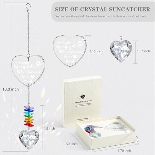 Dog Memorial Gifts, K9 Pet Memorial Crystal Suncatcher, Dog Loss Pet Passing Away Sympathy Remembrance Bereavement Gift (White-Heart) - Thumbnail 5