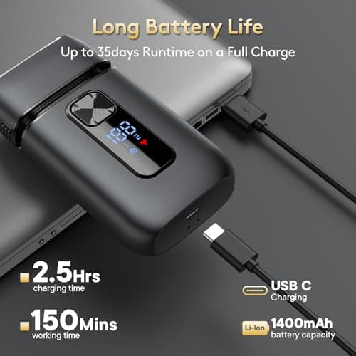 Brightup Electric Foil Shavers for Men - Smooth & Close Electric Razor for Men with Pop Up Trimmer - Wet Dry Shaving/Travel Lock/LED Display/IPX6 Waterproof - Thumbnail 4