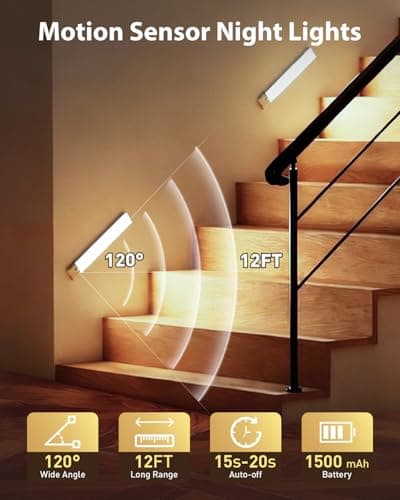 SZOKLED Motion Sensor Light Indoor, Rechargeable Closet Lights Battery Operated, Dimmable Under Cabinet Lighting for Kitchen, Stair, Wardrobe, Pantry, 4Pack (9.84inch) - Thumbnail 2