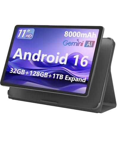 HUIHUANG 11-inch Android 16 Tablet, 32GB RAM + 128GB ROM (1TB Expand), T7280 Octa-Core 2.2GHz Processor, 90Hz FHD+ IPS Display, 8000mAh Battery, Gemini AI, Face ID, Dual Speakers, Fast Charging - Image 1