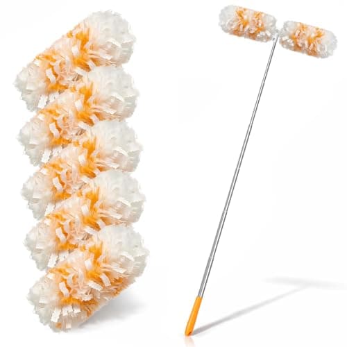 Gelibo 6ft Extendable Duster Handle with 5 Refills,Compatible with Swiffer,360°Rotating Ceiling Fan Dusters with Lock, Heavy Duty Microfiber Dusting Pads for Home Cleaning,Blinds,Hard-to-Reach Areas - Image 1