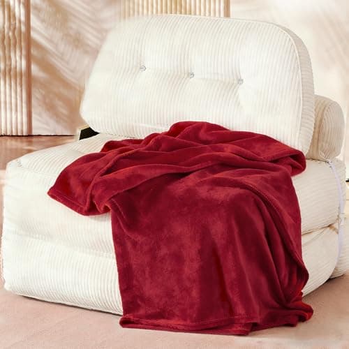 NESLAKO Folding Sofa Bed, Flannel Futon Couch Bed with Pillow and Blanket, Convertible Sleeper Chair for Living Room Bedroom, White - Image 1