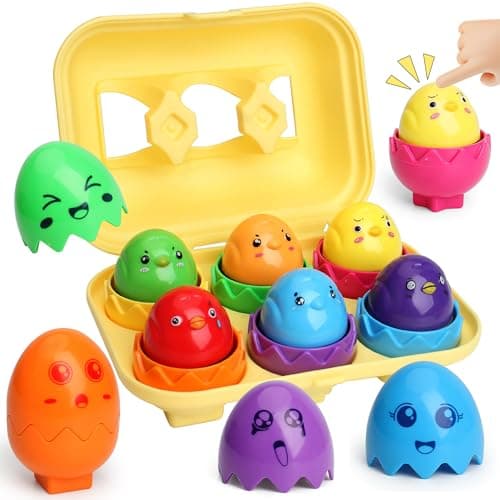 MOONTOY Toddler Toys Matching Egg Set for Toddlers 1-3 Years Learning Montessori Educational Color, Shapes, Sorting Recognition Skills Puzzle Matching Games Easter Basket Stuffers for Baby Boy Girl - Image 1