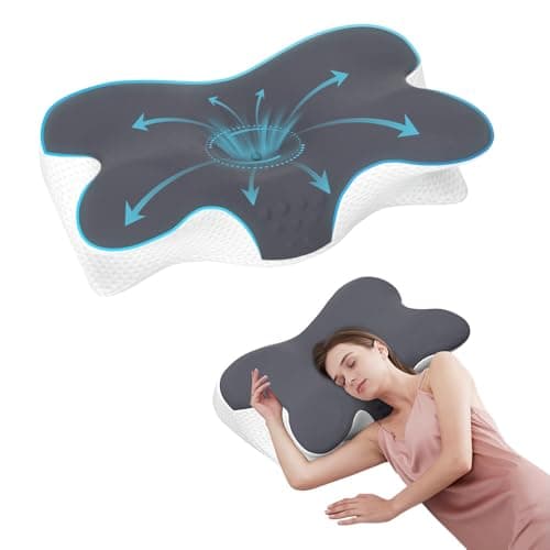 Jpoht Cervical Neck Pillow for Neck Pain Relief, Ergonomic Neck Support Pillow for Sleeping, Contour Memory Foam Side Sleeper Pillow for Back Stomach Sleepers with Pillowcase - Image 1