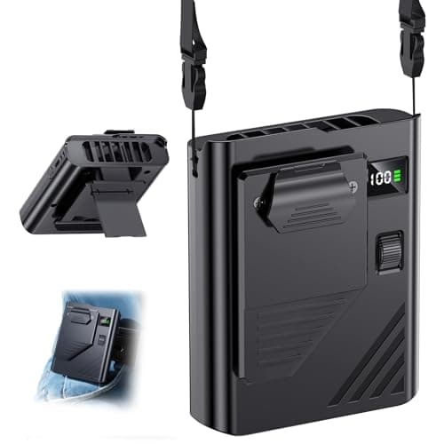 Eastfox 5 in 1 Portable Waist Fan 1-100 Speed Neck fan AI Rechargeable 16H Runtime Clip on Fan 13500RPM Wearable Fan Shirt fan with LED Display for Farm,Travel,Camping,Commute,Hiking,Office(Black) - Image 1