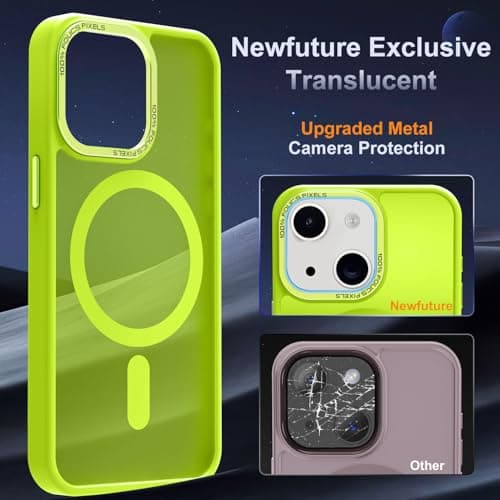 Newfuture Designed for iPhone 13 Case & iPhone 14 Case with Magnetic [13 FT Military Drop Protection] [Compatible with Magsafe] Slim Shockproof with Anti-Fingerprint Phone Case, Fluorescent Green - Thumbnail 4