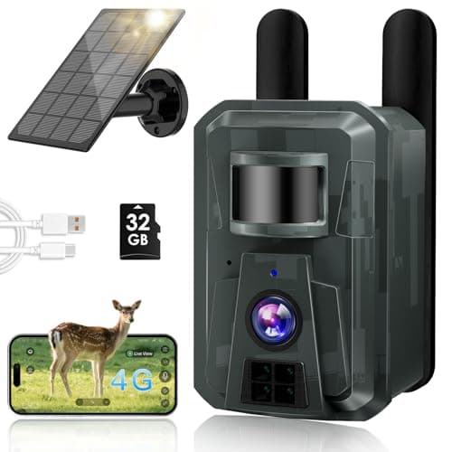 Trail Camera with Night Vision Game Cameras : Trail Cam with Motion Activated Waterproof - Wildlife Camera with Solar Panel for Outdoor Deer Monitoring and Property Security (4G cellular trail camera) - Image 1