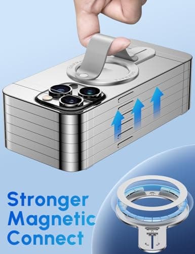 GripMate for MagSafe Phone Grip for iPhone - Magnetic Phone Ring Holder Detachable for iPhone 17 - Comfortable Finger Phone Loop Grip for Apple 16/15/14/13/12, Silver - Thumbnail 4
