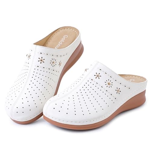 Goldnut Women's White Closed Toe Clogs Comfortable Slip On Mules Non Slip Casual Summer Walking Clog for Womans Mules Size 6.5 - Image 1