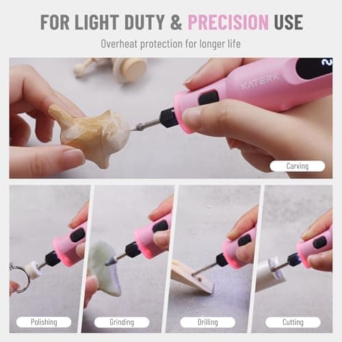 Katerk Mini Cordless Rotary Tool, 5-Speed Rotary Tool Kit, 5000-20000RPM & 70 Accessories, Multi-Purpose 3.7V Power Rotary Tool for Sanding, Engraving, Polishing, Drilling, 3D Printing, DIY Crafts - Thumbnail 5