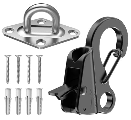 Boat Anchor Hook+Marine Hook Loop,Stainless Steel Anchor Hook,Boat Anchor Hook Sliding Hook,Knotless Anchor,Boat Anchor Hook Clip for Speedboats,3/8"-5/8"Rope (Boat Anchor Hook+Hook Loop, Black) - Image 1