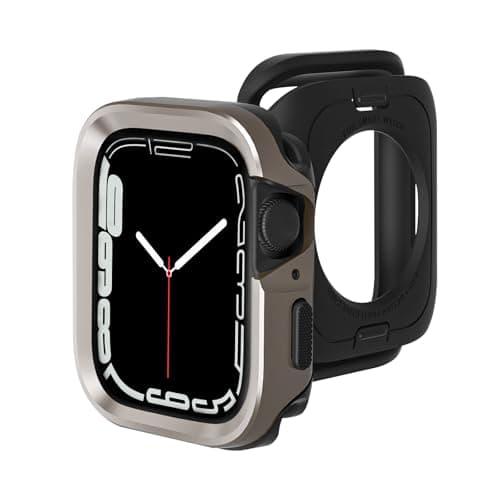 SDOCEBF Metal Bumper Case for Apple Watch Series 9 8 7 41mm Protector, Apple Watch Covers 41mm iWatch Rugged Bumper 41 mm with TPU Back Cover, Raised Edge Screen Protection, Titanium Original