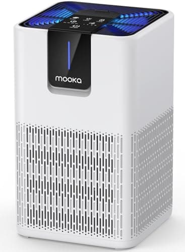 Air Purifiers for Home Large Room 1250 Ft²,MOOKA H13 HEPA Air Purifier for Pets Dust Odor Smoke,Aromatherapy Function,Air Cleaner with 15dB Quiet Sleep Mode for Bedroom Office Living Room,M05,White