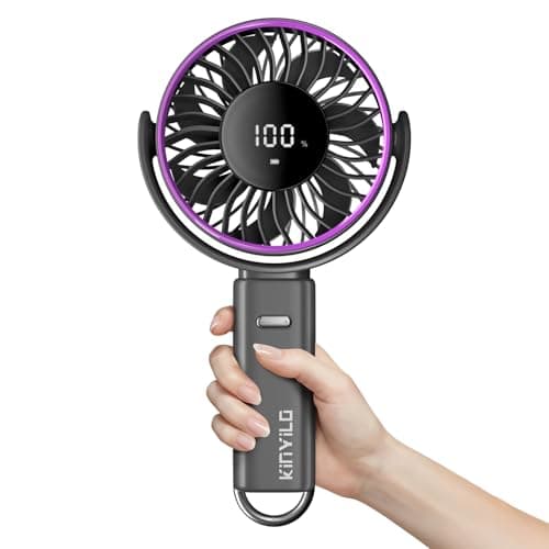 KinYiLO Ultra Large Handheld Fan, Strong Airflow Portable Personal Fan 6inch, 6000mAh Battery Powered with 100 Speed, 5-30 Hours Working Time, 135° Foldable for Travel Camping Hiking Outdoor (Grey) - Image 1