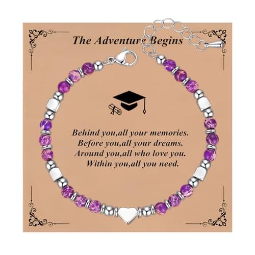 Ediseng 2025 Graduation Gifts for Her,Heart Charm Bracelets for Her,Personalized Graduation Bracelets for College/High School/Masters Degree/Nursing/8th Grade/Middle School/5th Grade (imperial stone) - Image 1